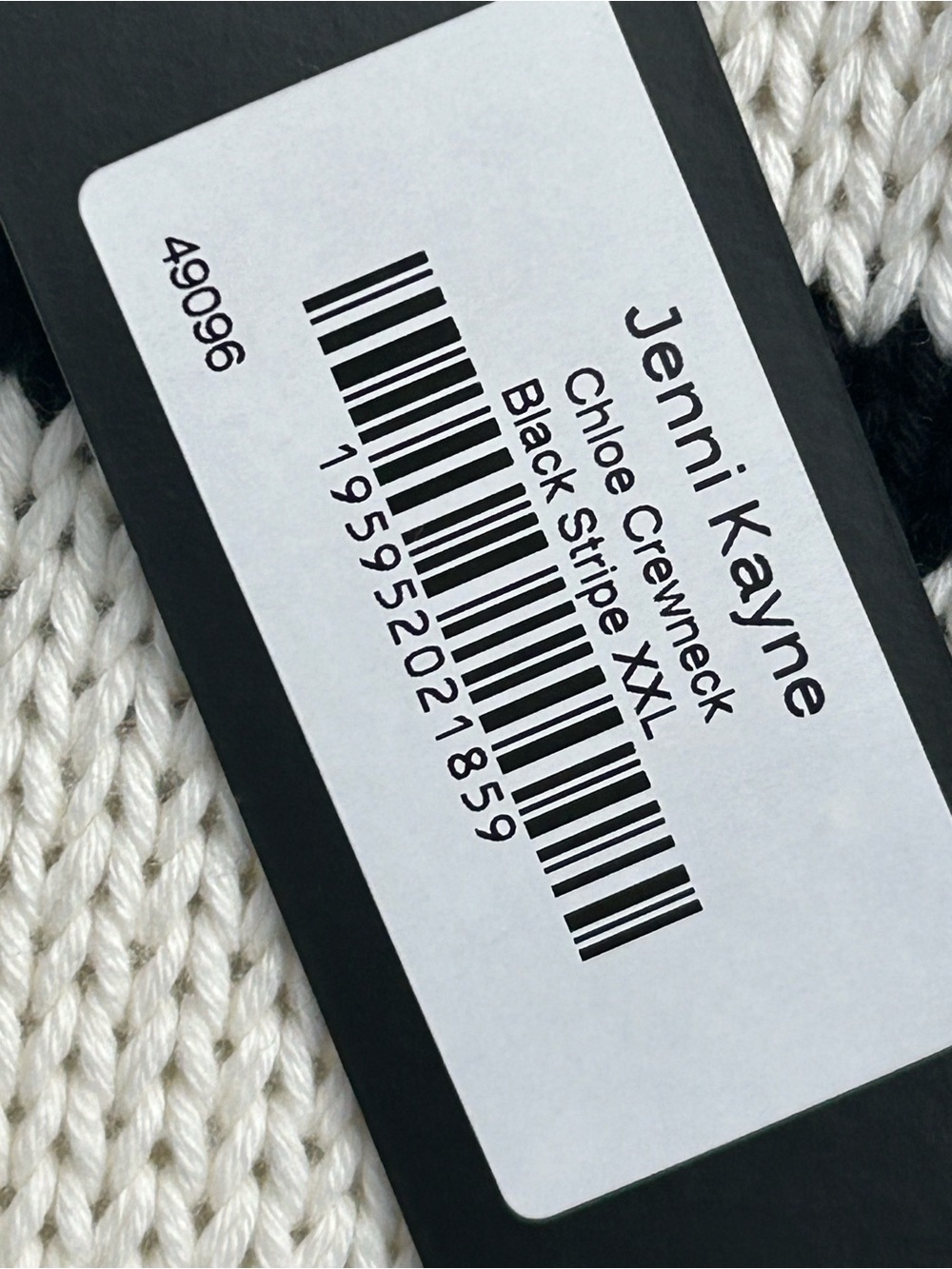 Jenni Kayne Chloe Striped 100% Cotton Crewneck Sweater Ivory Black NWT - Picture 12 of 14